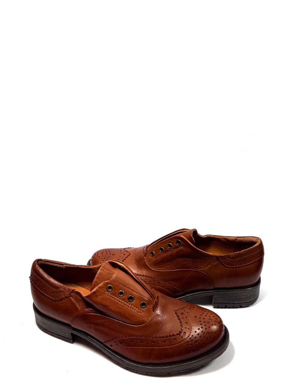 MIZ MOOZ LEATHER LACELESS OXFORD SHOES BRANDY 37EU / 7US NEW # T-267